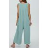 imageCHARTOU Summer Striped Jumpsuit for Women Wide Leg Jumpsuit Sleeveless Long Romper Button Down Baggy Overalls JumperGreen