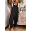 imageCHARTOU Women Baggy Jumpsuit One Piece Linen Loose Bib Romper Overalls Straps Wide Leg Jumpsuit Coverall PocketsBlack
