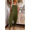 imageCHARTOU Women Baggy Jumpsuit One Piece Linen Loose Bib Romper Overalls Straps Wide Leg Jumpsuit Coverall PocketsGreen