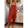 imageCHARTOU Women Baggy Jumpsuit One Piece Linen Loose Bib Romper Overalls Straps Wide Leg Jumpsuit Coverall PocketsRed