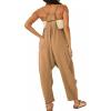 imageCHARTOU Women Baggy Sleeveless Slip Jumpsuit Loose Long Romper Harem Pants Overalls Dungaree Outfit PocketBrown