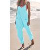 imageCHARTOU Women Baggy Sleeveless Slip Jumpsuit Loose Long Romper Harem Pants Overalls Dungaree Outfit PocketLight Blue