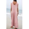 imageCHARTOU Women Baggy V Neck Jumpsuit Wide Leg Long Pants Sleeveless Tank Jumper RomperPink