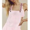 imageCHARTOU Women Bib Overall Dress Jumper Babydoll Pinafore Dress Embroidered Lace Maternity Straps Suspender DressPink