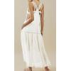 imageCHARTOU Women Bib Overall Dress Jumper Babydoll Pinafore Dress Embroidered Lace Maternity Straps Suspender DressWhite