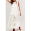 imageCHARTOU Women Bib Overall Dress Jumper Babydoll Pinafore Dress Embroidered Lace Maternity Straps Suspender DressWhite
