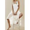 imageCHARTOU Women Bib Overall Dress Jumper Babydoll Pinafore Dress Embroidered Lace Maternity Straps Suspender DressWhite
