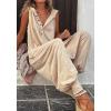 imageCHARTOU Women Button Sleeveless Jumpsuit Hooded Romper Lounge Romper Pants Harem Jumpsuit Cargo PocketsBeige