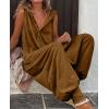 imageCHARTOU Women Button Sleeveless Jumpsuit Hooded Romper Lounge Romper Pants Harem Jumpsuit Cargo PocketsCaramel