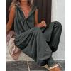 imageCHARTOU Women Button Sleeveless Jumpsuit Hooded Romper Lounge Romper Pants Harem Jumpsuit Cargo PocketsDark Grey