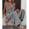 imageCHARTOU Women Button Sleeveless Jumpsuit Hooded Romper Lounge Romper Pants Harem Jumpsuit Cargo PocketsLight Grey