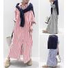 imageCHARTOU Women Casual Striped Shirt Dress Button Down Long Sleeve Kaftan Long Flowy Dress Cardigan Kimono Shift DressBlack