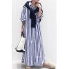 imageCHARTOU Women Casual Striped Shirt Dress Button Down Long Sleeve Kaftan Long Flowy Dress Cardigan Kimono Shift DressBlue
