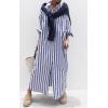 imageCHARTOU Women Casual Striped Shirt Dress Button Down Long Sleeve Kaftan Long Flowy Dress Cardigan Kimono Shift DressBlue