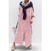 imageCHARTOU Women Casual Striped Shirt Dress Button Down Long Sleeve Kaftan Long Flowy Dress Cardigan Kimono Shift DressRed