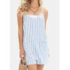 imageCHARTOU Women Casual Stripes Sleeveless Rompers Summer Adjustable Spaghetti Strap Shorts Jumpsuit OverallBlue