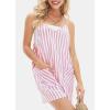 imageCHARTOU Women Casual Stripes Sleeveless Rompers Summer Adjustable Spaghetti Strap Shorts Jumpsuit OverallPink