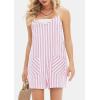 imageCHARTOU Women Casual Stripes Sleeveless Rompers Summer Adjustable Spaghetti Strap Shorts Jumpsuit OverallPink