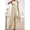 imageCHARTOU Women Cotton Wide Leg Overalls Jumpsuits Linen Loose Bib Romper One Piece Straps Flowy Palazzo Jumpsuit PocketApricot