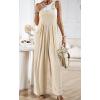 imageCHARTOU Women Cotton Wide Leg Overalls Jumpsuits Linen Loose Bib Romper One Piece Straps Flowy Palazzo Jumpsuit PocketApricot