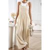 imageCHARTOU Women Cotton Wide Leg Overalls Jumpsuits Linen Loose Bib Romper One Piece Straps Flowy Palazzo Jumpsuit PocketApricot