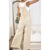 imageCHARTOU Women Cotton Wide Leg Overalls Jumpsuits Linen Loose Bib Romper One Piece Straps Flowy Palazzo Jumpsuit PocketApricot