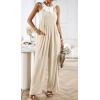 imageCHARTOU Women Cotton Wide Leg Overalls Jumpsuits Linen Loose Bib Romper One Piece Straps Flowy Palazzo Jumpsuit PocketApricot
