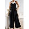 imageCHARTOU Women Cotton Wide Leg Overalls Jumpsuits Linen Loose Bib Romper One Piece Straps Flowy Palazzo Jumpsuit PocketBlack