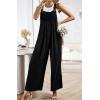 imageCHARTOU Women Cotton Wide Leg Overalls Jumpsuits Linen Loose Bib Romper One Piece Straps Flowy Palazzo Jumpsuit PocketBlack