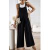 imageCHARTOU Women Cotton Wide Leg Overalls Jumpsuits Linen Loose Bib Romper One Piece Straps Flowy Palazzo Jumpsuit PocketBlack