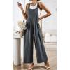 imageCHARTOU Women Cotton Wide Leg Overalls Jumpsuits Linen Loose Bib Romper One Piece Straps Flowy Palazzo Jumpsuit PocketDark Grey