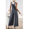 imageCHARTOU Women Cotton Wide Leg Overalls Jumpsuits Linen Loose Bib Romper One Piece Straps Flowy Palazzo Jumpsuit PocketDark Grey