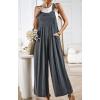 imageCHARTOU Women Cotton Wide Leg Overalls Jumpsuits Linen Loose Bib Romper One Piece Straps Flowy Palazzo Jumpsuit PocketDark Grey