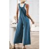 imageCHARTOU Women Cotton Wide Leg Overalls Jumpsuits Linen Loose Bib Romper One Piece Straps Flowy Palazzo Jumpsuit PocketLake Blue