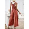 imageCHARTOU Women Cotton Wide Leg Overalls Jumpsuits Linen Loose Bib Romper One Piece Straps Flowy Palazzo Jumpsuit PocketOrange Red