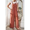 imageCHARTOU Women Cotton Wide Leg Overalls Jumpsuits Linen Loose Bib Romper One Piece Straps Flowy Palazzo Jumpsuit PocketOrange Red