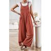 imageCHARTOU Women Cotton Wide Leg Overalls Jumpsuits Linen Loose Bib Romper One Piece Straps Flowy Palazzo Jumpsuit PocketOrange Red