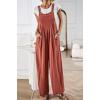 imageCHARTOU Women Cotton Wide Leg Overalls Jumpsuits Linen Loose Bib Romper One Piece Straps Flowy Palazzo Jumpsuit PocketOrange Red