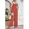 imageCHARTOU Women Cotton Wide Leg Overalls Jumpsuits Linen Loose Bib Romper One Piece Straps Flowy Palazzo Jumpsuit PocketOrange Red