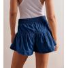 imageCHARTOU Women Cute Ruffle Hem Denim Short High Waist Wide Leg Jean Shorts Flare Stretchy Short with PocketsDark Blue