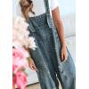 imageCHARTOU Women Distressed Strap Denim Bib Overall Baggy Cropped Ripped Jeans Jumpsuit Wide Leg Pants PocketsDark Blue