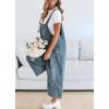imageCHARTOU Women Distressed Strap Denim Bib Overall Baggy Cropped Ripped Jeans Jumpsuit Wide Leg Pants PocketsDark Blue
