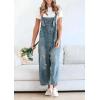 imageCHARTOU Women Distressed Strap Denim Bib Overall Baggy Cropped Ripped Jeans Jumpsuit Wide Leg Pants PocketsDark Blue