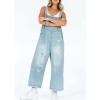 imageCHARTOU Women Distressed Strap Denim Bib Overall Baggy Cropped Ripped Jeans Jumpsuit Wide Leg Pants PocketsLight Blue