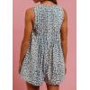 imageCHARTOU Women Leopard Tie Front Pleated Denim Romper Cute Sleeveless Flare Jean Shorts Overall with PocketsBlue