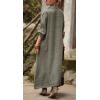 imageCHARTOU Women Long Button Down Dress RollUp Front Pleats Casual Loose Shirt Maxi DressesGreen