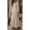 imageCHARTOU Women Long Button Down Dress RollUp Front Pleats Casual Loose Shirt Maxi DressesKhaki