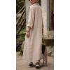 imageCHARTOU Women Long Button Down Dress RollUp Front Pleats Casual Loose Shirt Maxi DressesKhaki