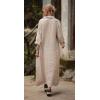 imageCHARTOU Women Long Button Down Dress RollUp Front Pleats Casual Loose Shirt Maxi DressesKhaki