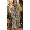imageCHARTOU Women Long Tee Shirt Leopard Dress Striped O Neck Sleeveless Tank Dress with PocketsLeopard